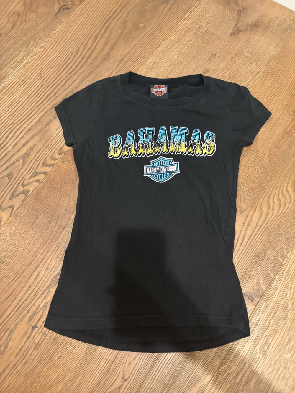 Harley-Davidson Black Tee with Blue and Yellow Logo